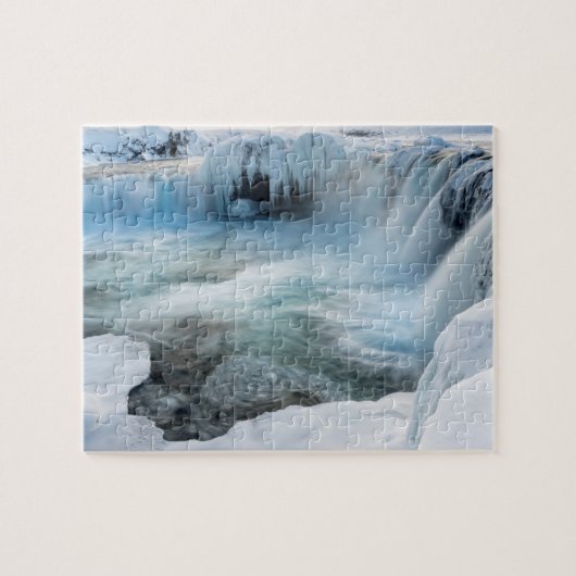 Godafoss-waterval, winter, IJsland 2 Legpuzzel (Horizontaal)