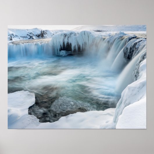Godafoss waterval, winter, IJsland 2 Poster (Voorkant)