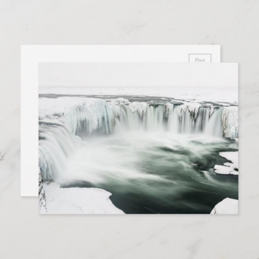 Godafoss waterval, winter, IJsland Briefkaart (Voorkant / Achterkant)