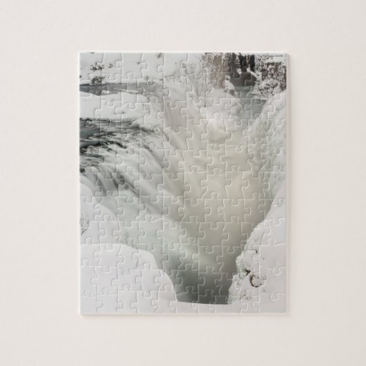 Godafoss waterval, winter, IJsland Legpuzzel (Verticaal)