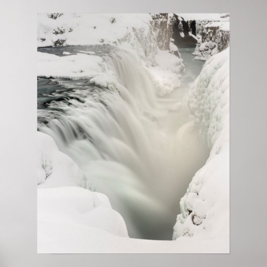 Godafoss waterval, winter, IJsland Poster (Voorkant)