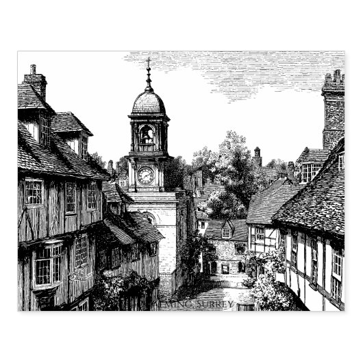 Godalming, Surrey,  schets Rubberstempel (Afrduk)