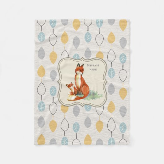 Godchild Gift Idea Personalized Fox Blanket Fleece Deken (Voorkant)