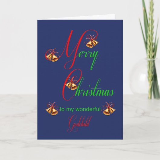 Godchild Kerstmis Bells Holiday Card Feestdagen Kaart (Voorkant)
