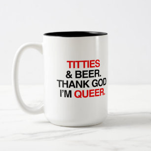 Goddank dat ik queer (vrouw) ben tweekleurige koffiemok