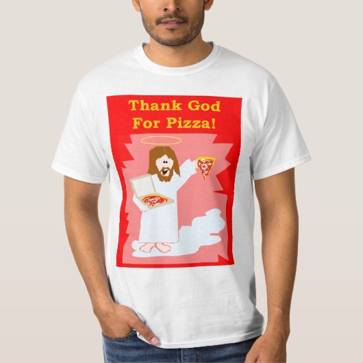 Goddank voor de T-Shirt van de Mannen van Pizza (Voorkant)