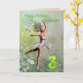 Goddaughter age 3, flower fairy birthday card kaart (Gele Bloem)