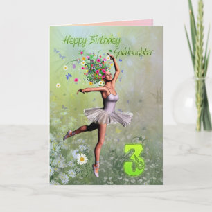 Goddaughter age 3, flower fairy birthday card kaart