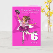 Goddaughter ballerina verjaardagskaart paarse leef kaart (Gele Bloem)