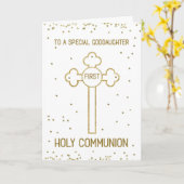 Goddaughter First Holy Communion Gold Look Cross Kaart (Gele Bloem)