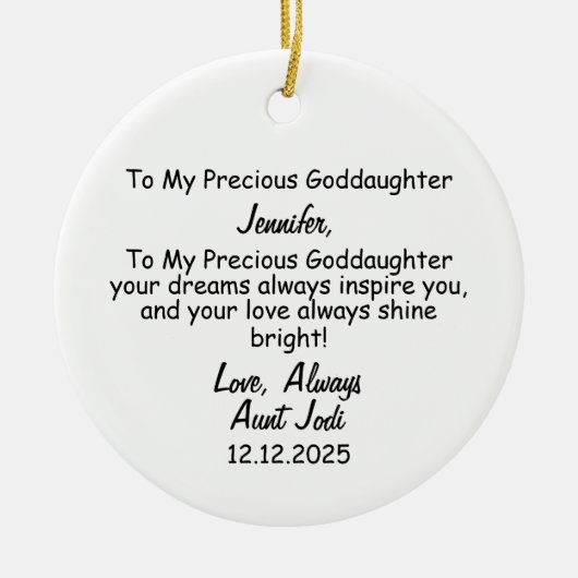 Goddaughter Gift, doop Keepsake Keramisch Ornament (Voorkant)