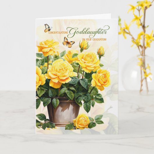 Goddaughter Graduation Congratulations Yellow Rose Kaart (Gele Bloem)