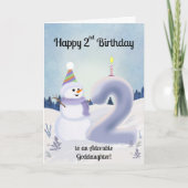 Goddaughter Happy 2nd Birthday Snowman Building Kaart (Voorkant)