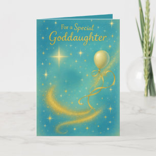 Goddaughters Stardust & Balloon Verjaardag Kaart