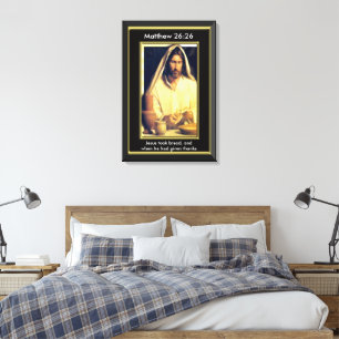 Goddelijk Avondmaal: Brood breken met Jezus Canvas Afdruk