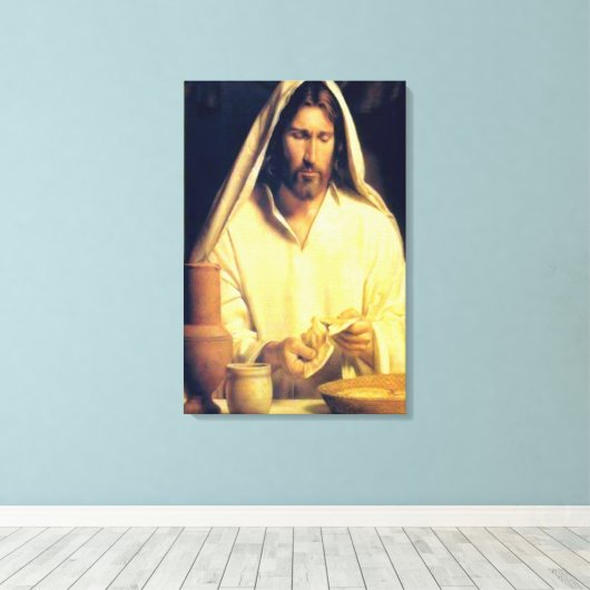 Goddelijk Avondmaal: Brood breken met Jezus Canvas Afdruk (Insitu (Houten vloer))