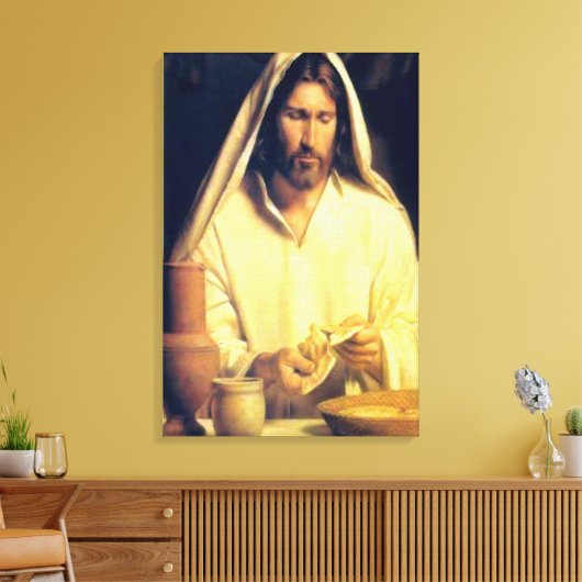 Goddelijk Avondmaal: Brood breken met Jezus Canvas Afdruk (Insitu (Woonkamer))