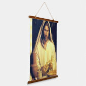 Goddelijk Avondmaal: Brood breken met Jezus Hangend Wandkleed (Gebogen)