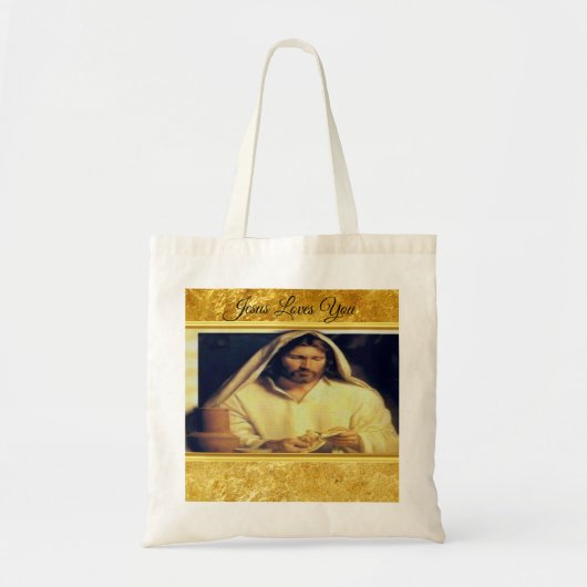 Goddelijk Avondmaal: Brood breken met Jezus Tote Bag (Voorkant)