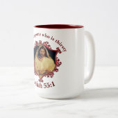 Goddelijk Avondmaal: Brood breken met Jezus Tweekleurige Koffiemok (Voorkant rechts)