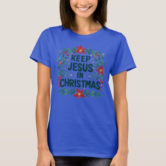 Goddelijk boeket van het houden van Jezus in Kerst T-shirt (Voorkant)