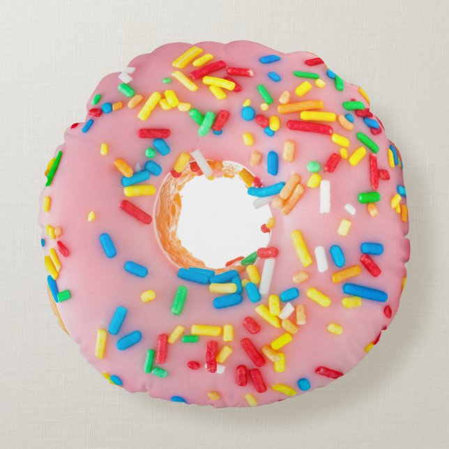 Goddelijk Decadent Doughnut - Sprinkles Back Rond Kussen (Voorkant)