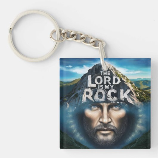 Goddelijk Geloof: De Heer is mijn rots Sleutelhanger (Voorkant)