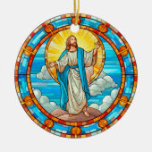 Goddelijk Jezus Glas in lood Kerst Keramisch Ornament (Voorkant)