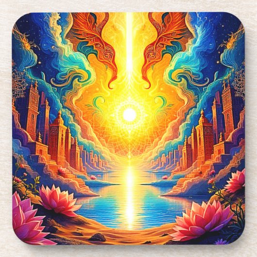 Goddelijk Licht Stad Ontwaken Bier Onderzetter (Voorkant)