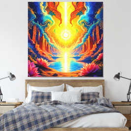 Goddelijk Licht Stad Ontwaken Canvas Afdruk