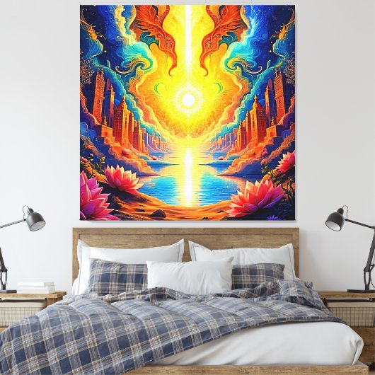 Goddelijk Licht Stad Ontwaken Canvas Afdruk (Insitu (Slaapkamer))
