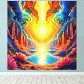 Goddelijk Licht Stad Ontwaken Canvas Afdruk (Insitu (Houten vloer))