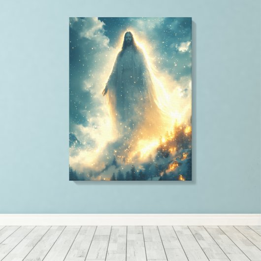 Goddelijk licht - Waterverf van Jezus Canvas Afdruk (Insitu (Houten vloer))