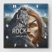 Goddelijk portret: De Heer is mijn rots Vierkante Klok (Voorkant)