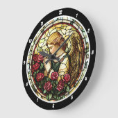 Goddelijk Roos Gebed Glas in lood Engel Grote Klok (Hoek)