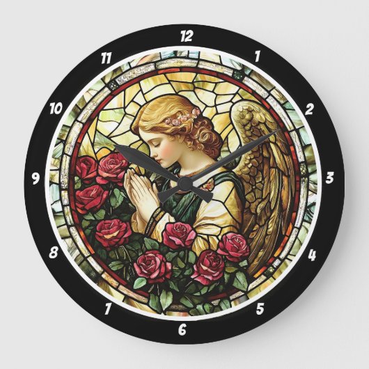 Goddelijk Roos Gebed Glas in lood Engel Grote Klok (Voorkant)