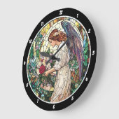 Goddelijk Roos Tuin Glas in lood Angel Wall Grote Klok (Hoek)