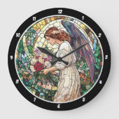 Goddelijk Roos Tuin Glas in lood Angel Wall Grote Klok (Voorkant)