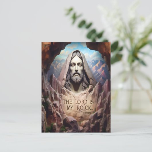Goddelijk standbeeld: De Heer is mijn rots Briefkaart (Staand voorkant)