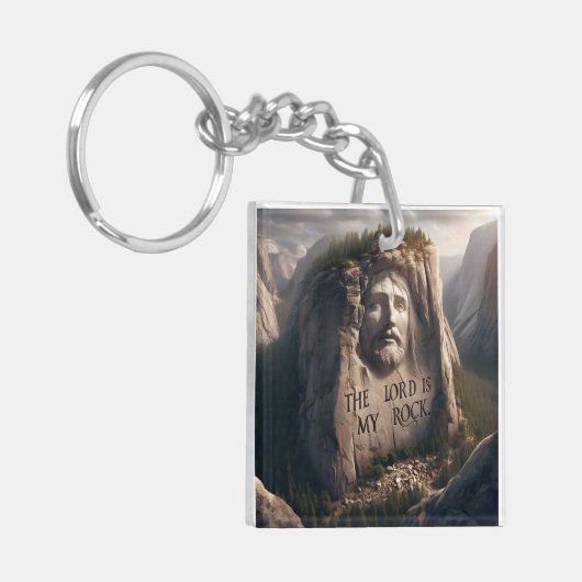 Goddelijk standbeeld: De Heer is mijn rots Sleutelhanger (Voorkant Links)