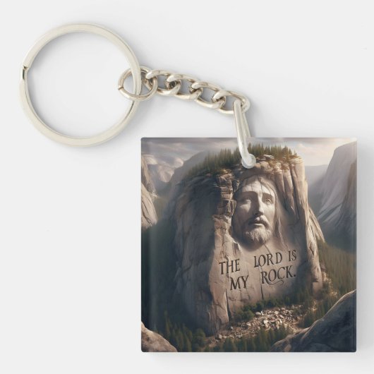 Goddelijk standbeeld: De Heer is mijn rots Sleutelhanger (Voorkant)