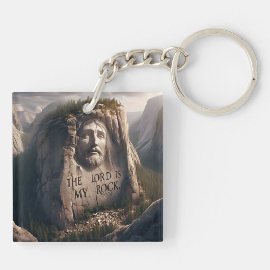 Goddelijk standbeeld: De Heer is mijn rots Sleutelhanger (Achterkant)