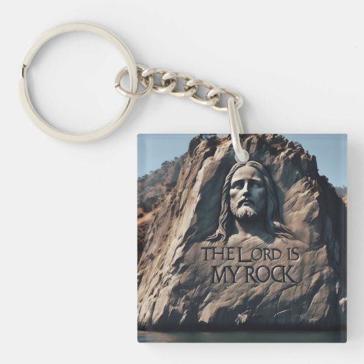 Goddelijk standbeeld: De Heer is mijn rots Sleutelhanger (Voorkant)