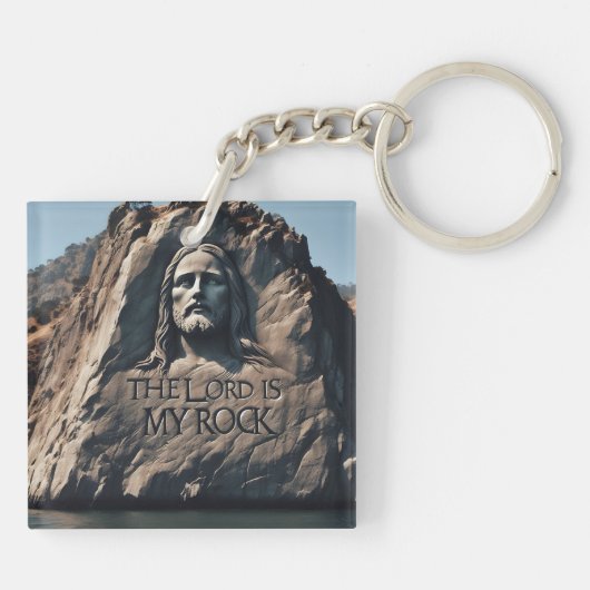 Goddelijk standbeeld: De Heer is mijn rots Sleutelhanger (Achterkant)