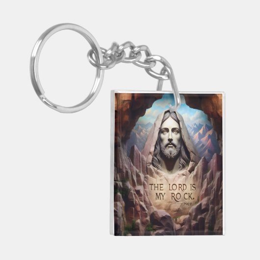 Goddelijk standbeeld: De Heer is mijn rots Sleutelhanger (Voorkant Links)