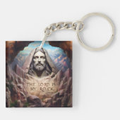 Goddelijk standbeeld: De Heer is mijn rots Sleutelhanger (Achterkant)