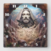 Goddelijk standbeeld: De Heer is mijn rots Vierkante Klok (Voorkant)