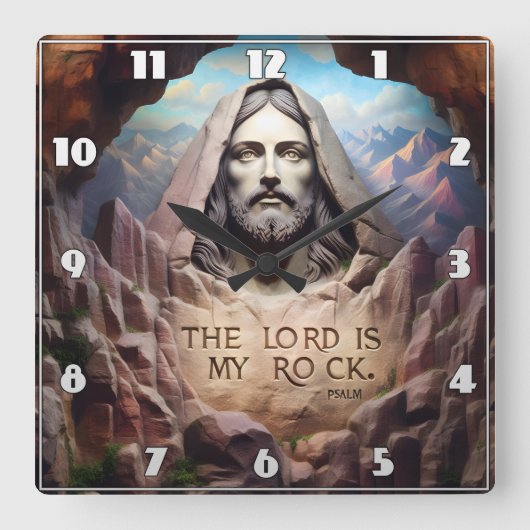 Goddelijk standbeeld: De Heer is mijn rots Vierkante Klok (Voorkant)