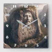 Goddelijk standbeeld: De Heer is mijn rots Vierkante Klok (Voorkant)