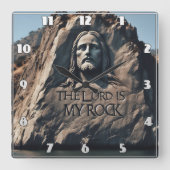 Goddelijk standbeeld: De Heer is mijn rots Vierkante Klok (Voorkant)